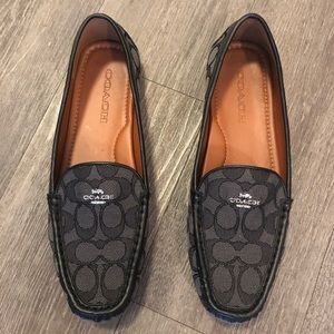 Coach Loafers in Black Signature patten. Size 9.